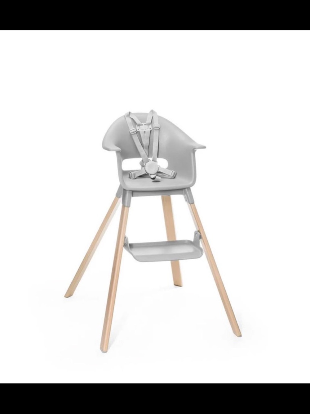 Gray Stokke Clikk High Chair with 5-Point Safety Harness